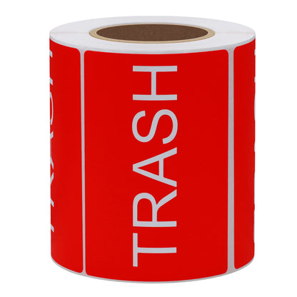 Hybsk 3x2 Inch Large Red Background/White Text Disposal and Trash Labels Square Self Adhesive Stickers