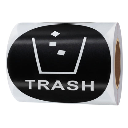 Hybsk Recycle Trash Bin Logo Sticker - 4 inch Round - Organize & Coordinate Garbage Waste from Recycling