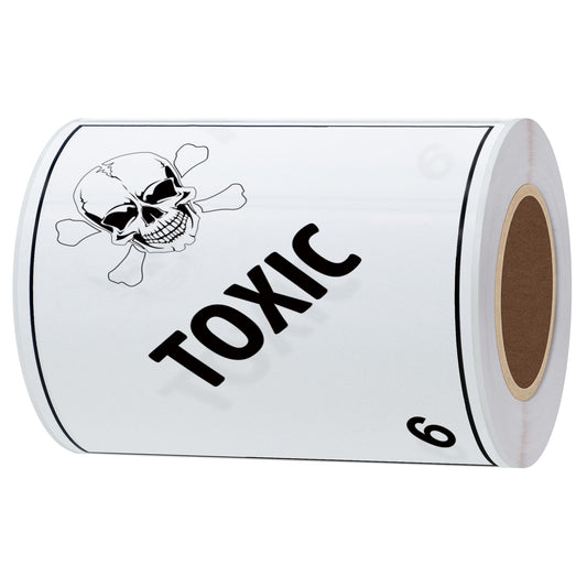 Hybsk Hazard Class 6 D.O.T. Toxic Labels 4x4 Inch Square 100 Adhesive Labels