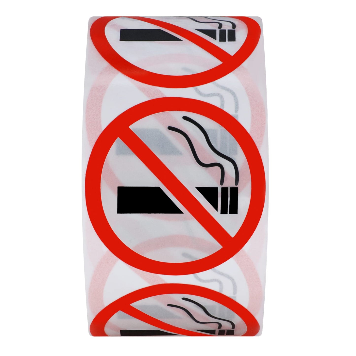 Hybsk Clear Vinyl No Smoking Logo Warning Stickers 2 inch Round 300 Total Per Roll