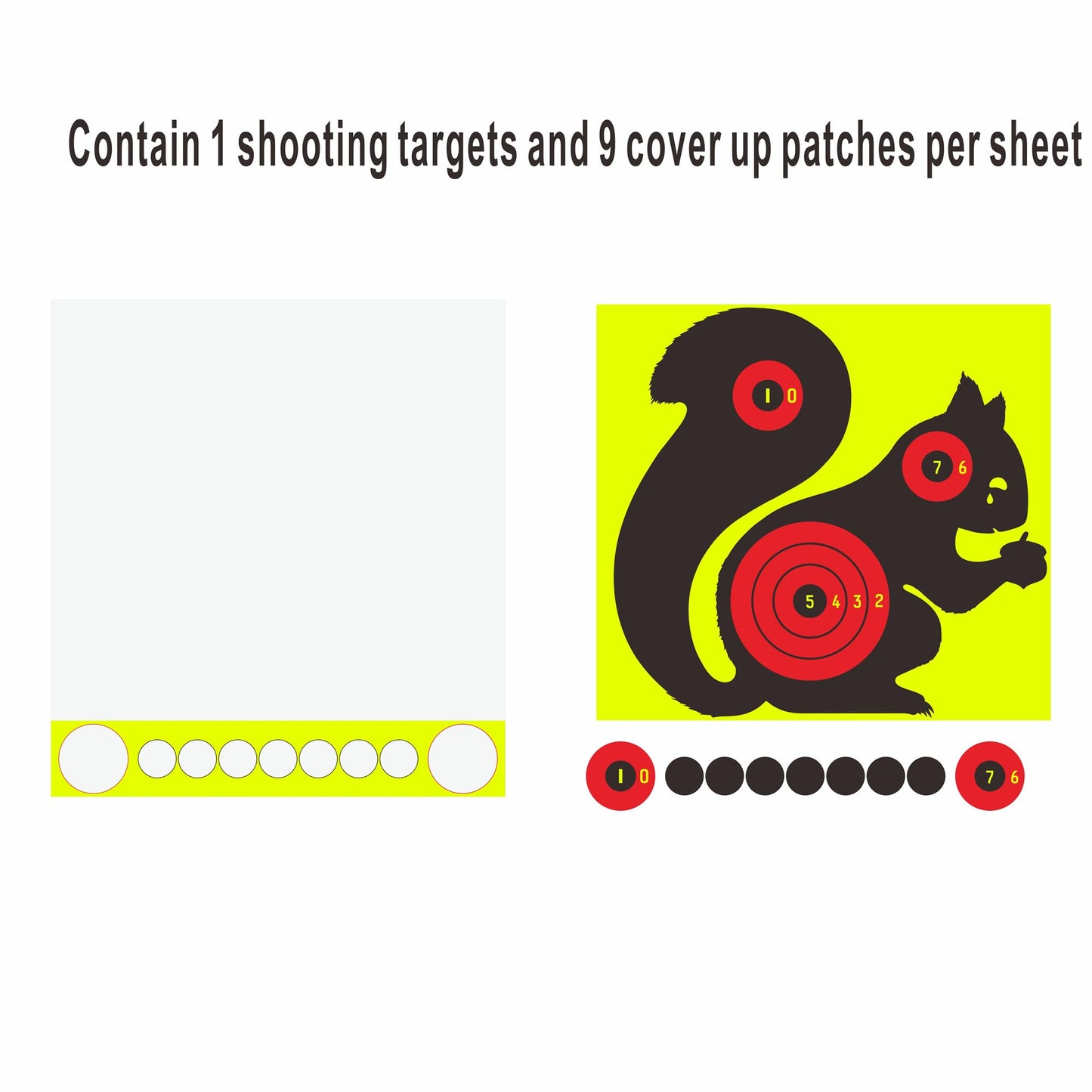 Hybsk 8 Inch Squirrel Shooting Targets for Animal Shoot Training BB Air Rifle Pellet Rifle Pistol Bright Fluorescent Yellow Self Adhesive Targets