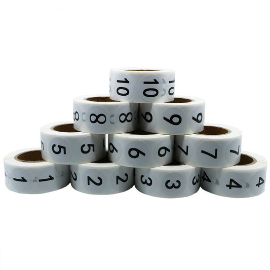Hybsk Number Stickers 1-10 1" Inch Round Office Warehouse Organization Inventory Storage Labels - 500 per roll 5000 Total Stickers