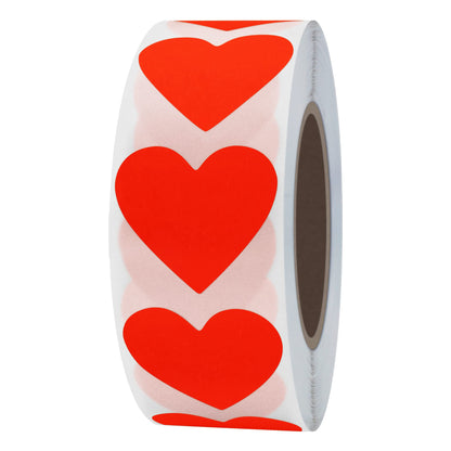 Hybsk Fluorescence Green 30mm Love Heart Shape Stickers Adhesive Label 1,000 Per Roll (Fluorescence Red)