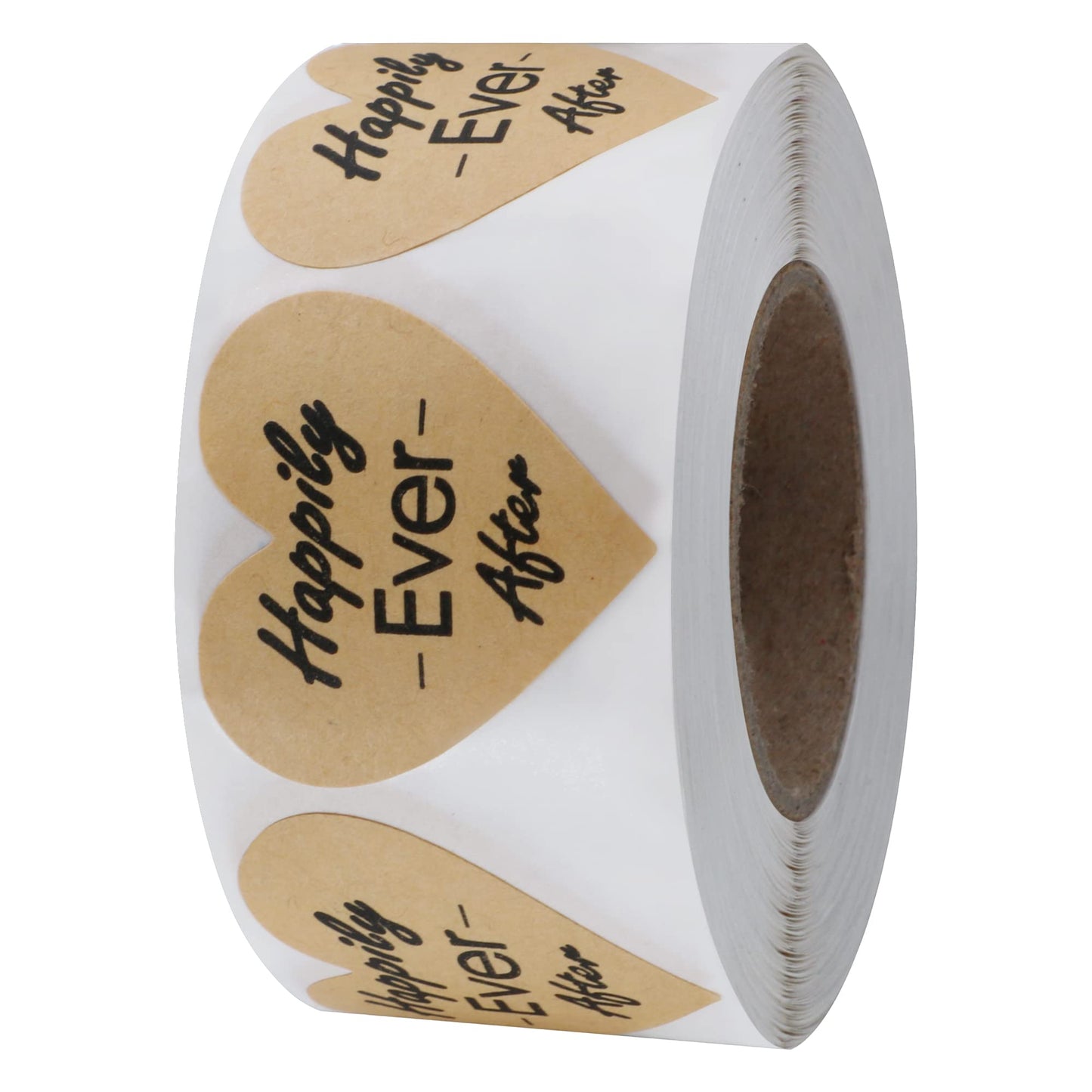 Hybsk Heart Happily Ever After Stickers Kraft 1.5 InchTotal 500 Labels Per Roll