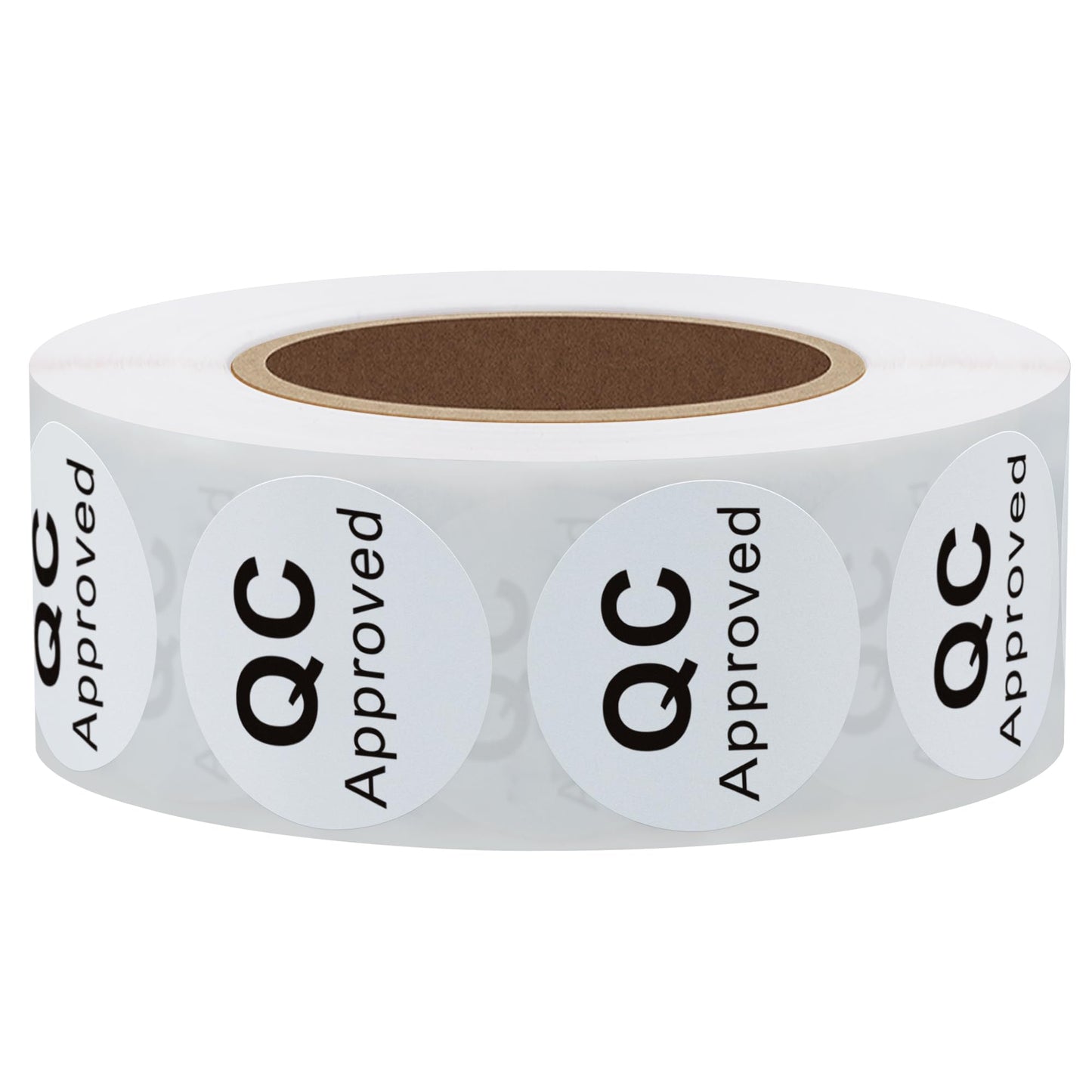 Hybsk White Circle with Black QC Approved Dot Stickers, 4/5 Inch Round, 1000 Labels on a Roll