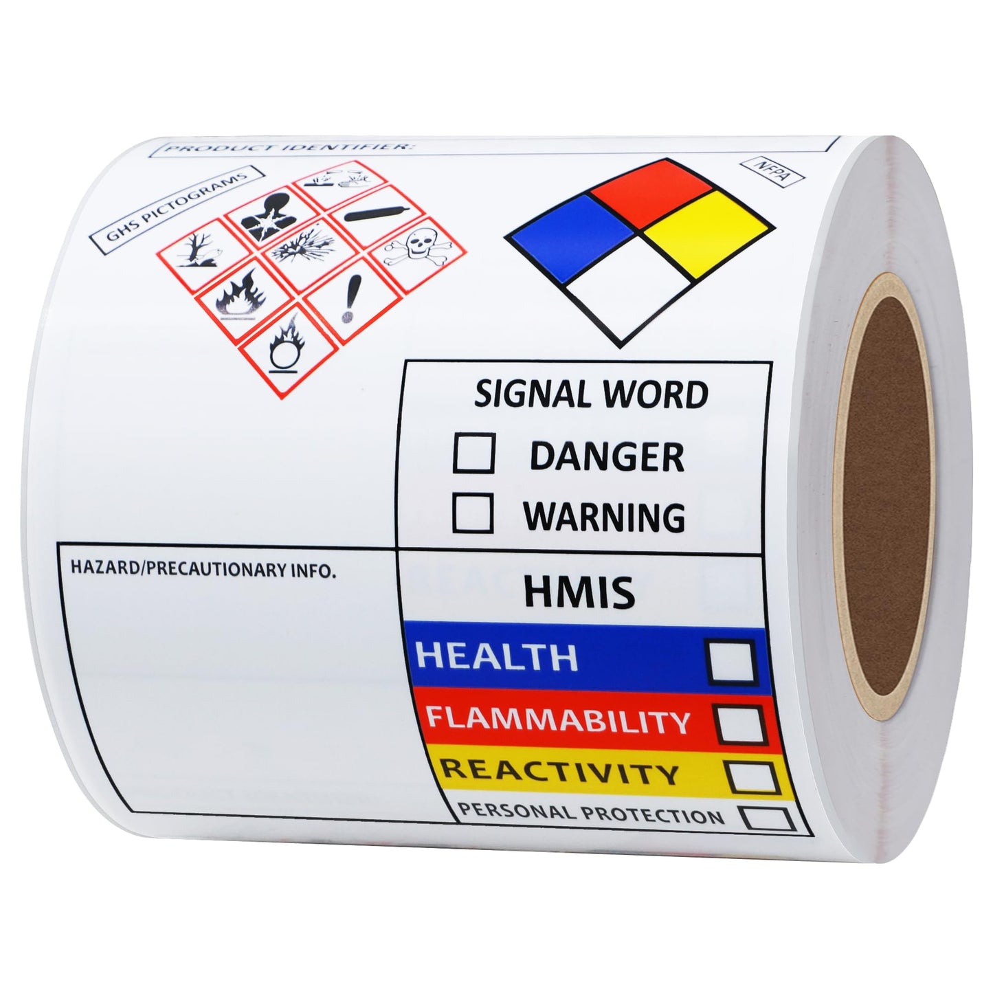 Hybsk SDS OSHA Labels for Chemical Safety Data 4 x 3 Inches | MSDS Stickers with GHS Pictograms | HMIS & Hazard Compliant Stickers 100 Labels per Roll