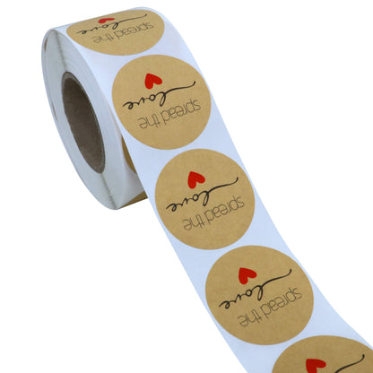 Hybsk Kraft Spread The Love Stickers1.5 Inch Round/Jam or Jelly Stickers/Wedding Favor Stickers /500 Labels per roll