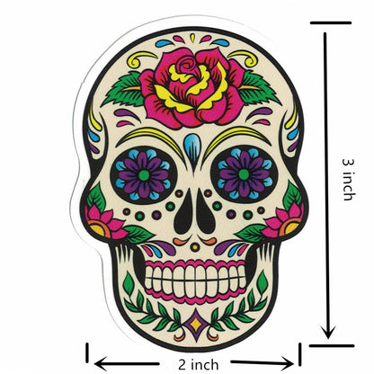 Hybsk Halloween Sugar Skull Stickers Waterproof Removable Day of The Dead Mexican Decals Dia de Los Muertos Decor Labels for Bottle Luggage Bike Skateboard PVC Decal (50 Pack)