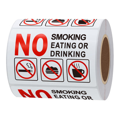 Hybsk 3x2 Inch No Smoking Eating Or Drinking with Symbols OSHA Vinyl Label Decal Sticker