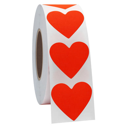 Hybsk Fluorescence Green 30mm Love Heart Shape Stickers Adhesive Label 1,000 Per Roll (Fluorescence Red)