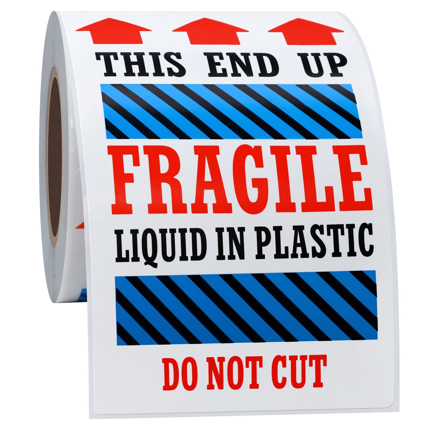 Hybsk 3 x 5 Fragile Liquid in Plastic This End Up Safe Handling Stickers for Shipping and Packing - 100 Adhesive Labels Per Roll