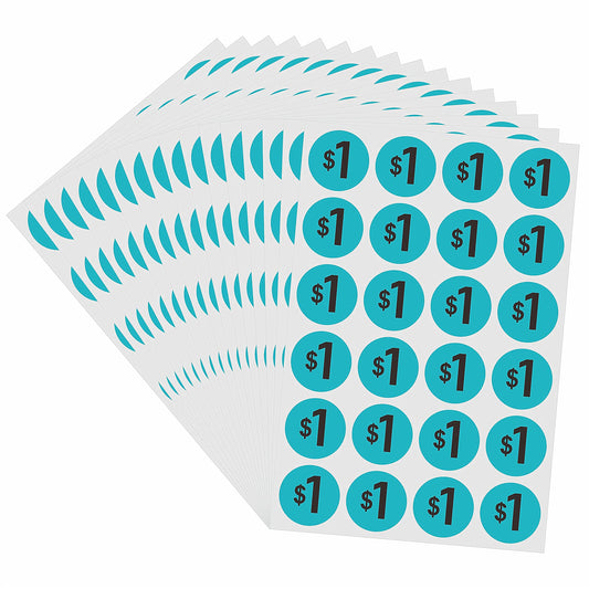 Hybsk 600 Count 1 Dollar Price Labels 3/4 inch Retail Sale Clearance Pricing Garage Sale Stickers -25 Sheets