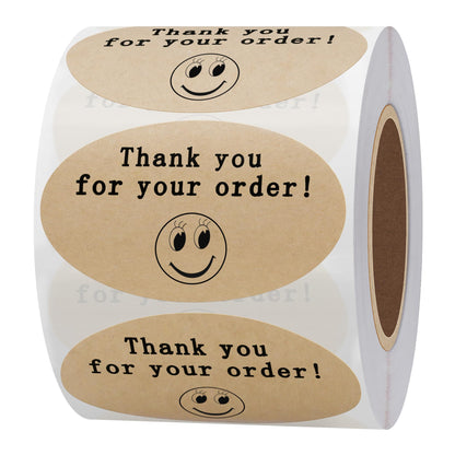 Hybsk 50mmx30mm Oval Gold Metallic Foil Thank You for Your Order Retail Mailing Stickers 500 Labels Per Roll