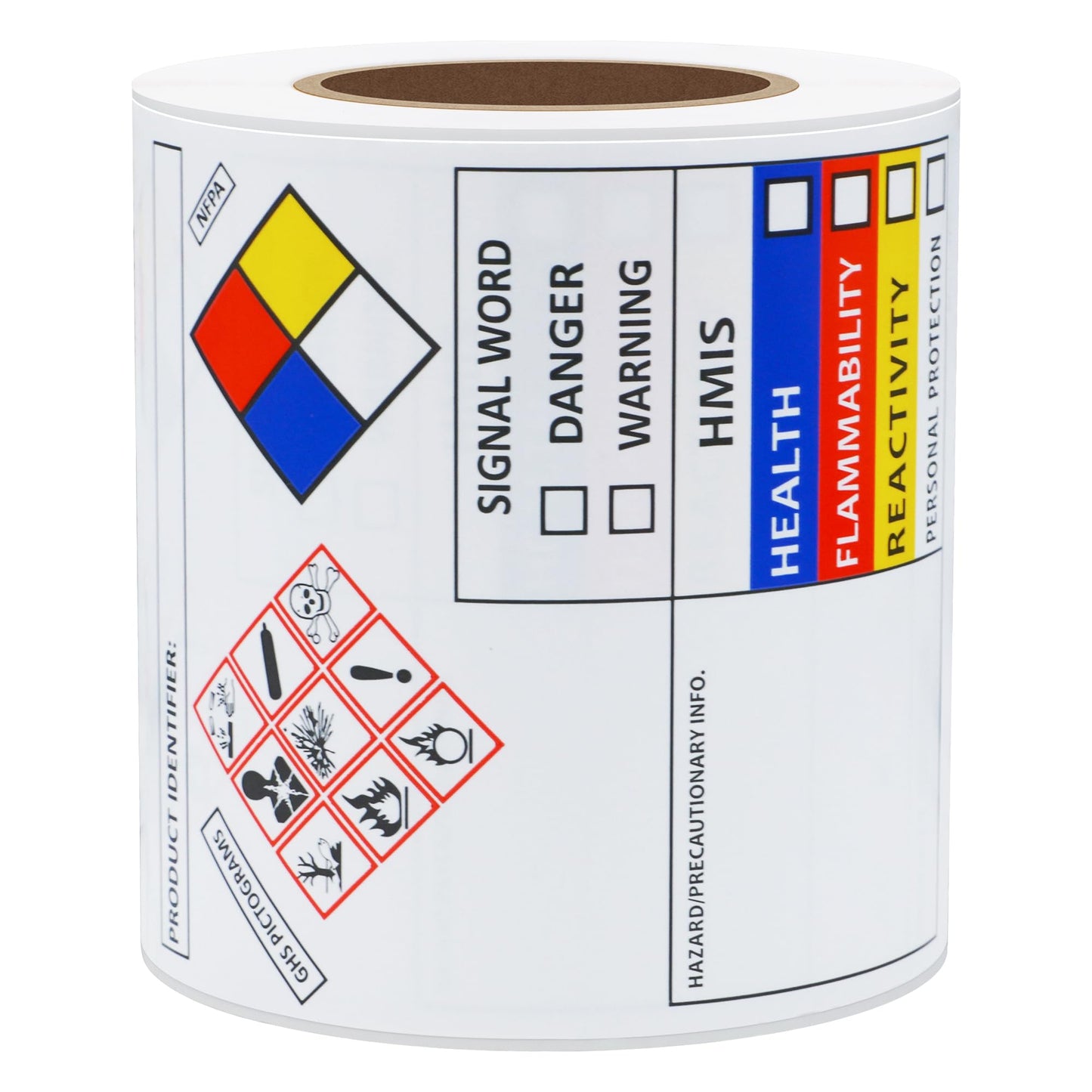 Hybsk SDS OSHA Labels for Chemical Safety Data 4 x 3 Inches | MSDS Stickers with GHS Pictograms | HMIS & Hazard Compliant Stickers 100 Labels per Roll