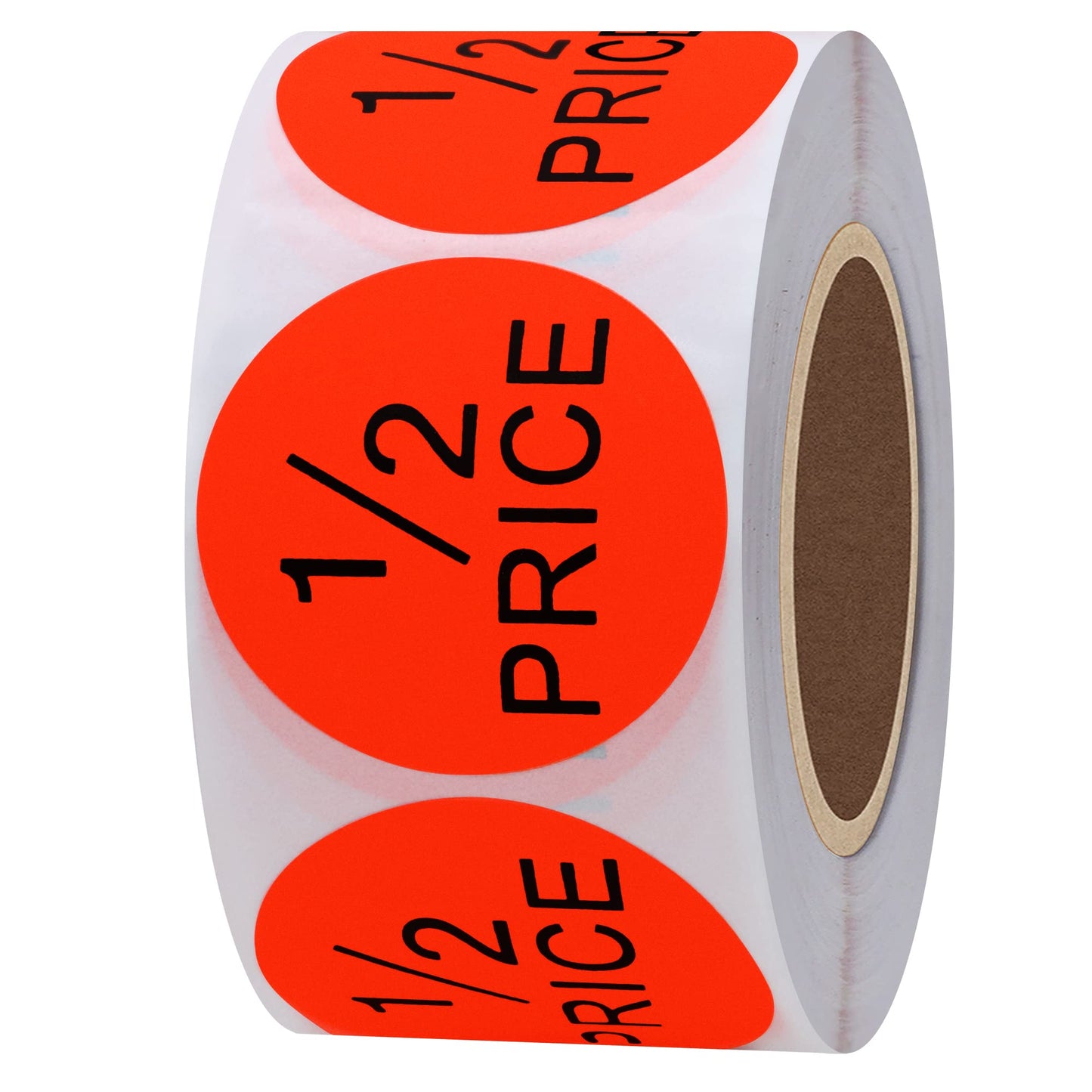 Hybsk 1.5" Round Fluorescent Bright Red Half Price Stickers Total 500 Per Roll