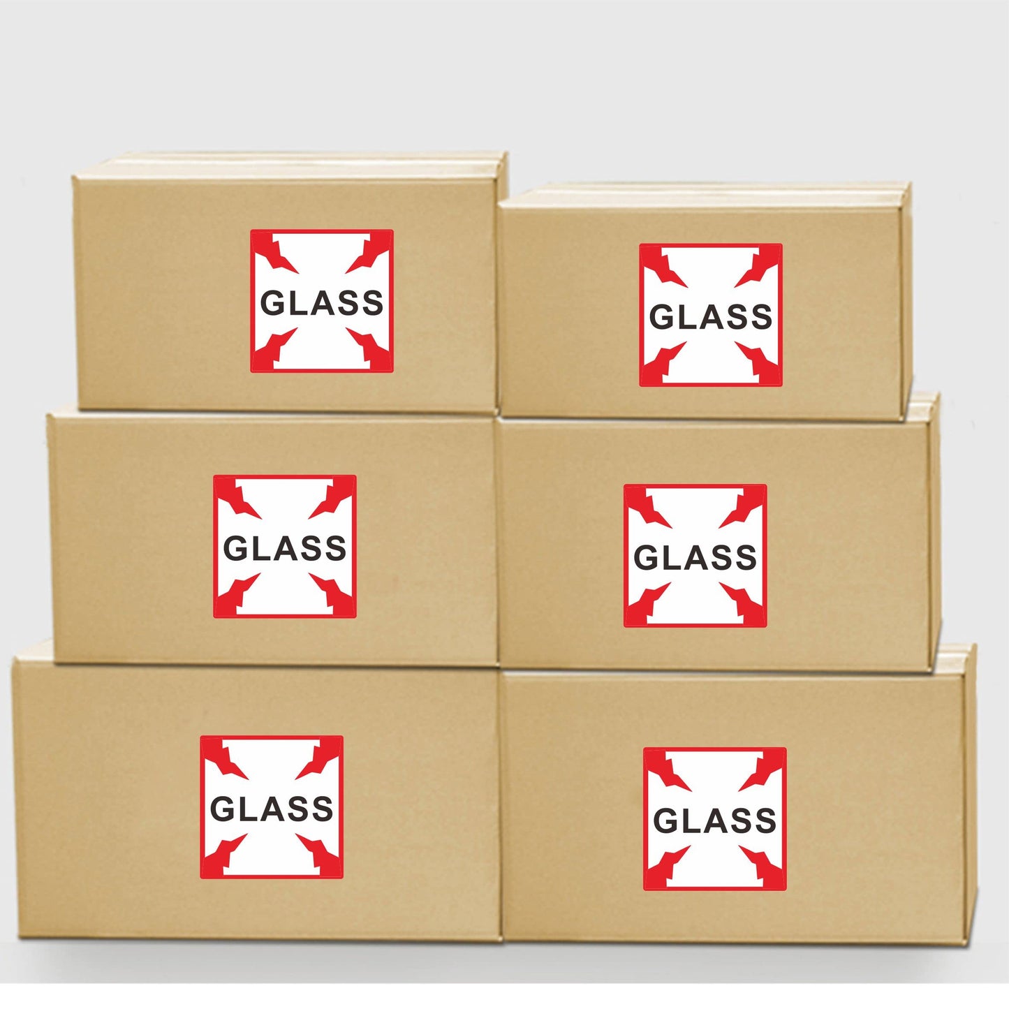 Hybsk Fragile Glass Shipping Warning Labels 4 x 4" Inventory Warehouse Stickers - 100 on a Roll