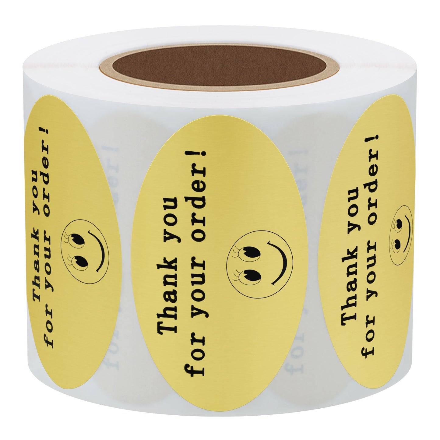 Hybsk 50mmx30mm Oval Gold Metallic Foil Thank You for Your Order Retail Mailing Stickers 500 Labels Per Roll