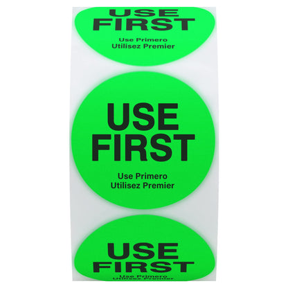 Hybsk 1.5 Inch Fluorescence"USE First" Stickers Restaurant Kitchen Food Service FIFO Label Total 500 Labels Per Roll