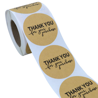 Hybsk Kraft Thank You for Your Purchase Stickers 2 inch Round 300 Labels per Roll