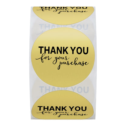 Hybsk Silver Foil Thank You for Your Purchase Stickers 1.5" Round 500 Labels per Roll