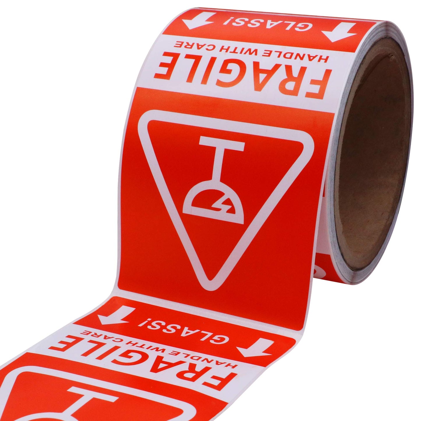 Hybsk 3x5 inch Fragile Handle with Care Glass Stickers Adhesive Label 100 Per Roll