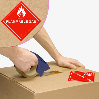 Hybsk Hazard Class 2 D.O.T. Flammable Gas Labels 4x4 Inch Square 100 Adhesive Labels