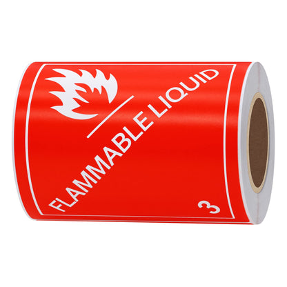 Hybsk Laminated UN1993 Flammable Liquids Paint Flammable Liquid Hazard Class 3 Pre-Printed Labels 4 x 4 Inch 100 Total Stickers on a Roll