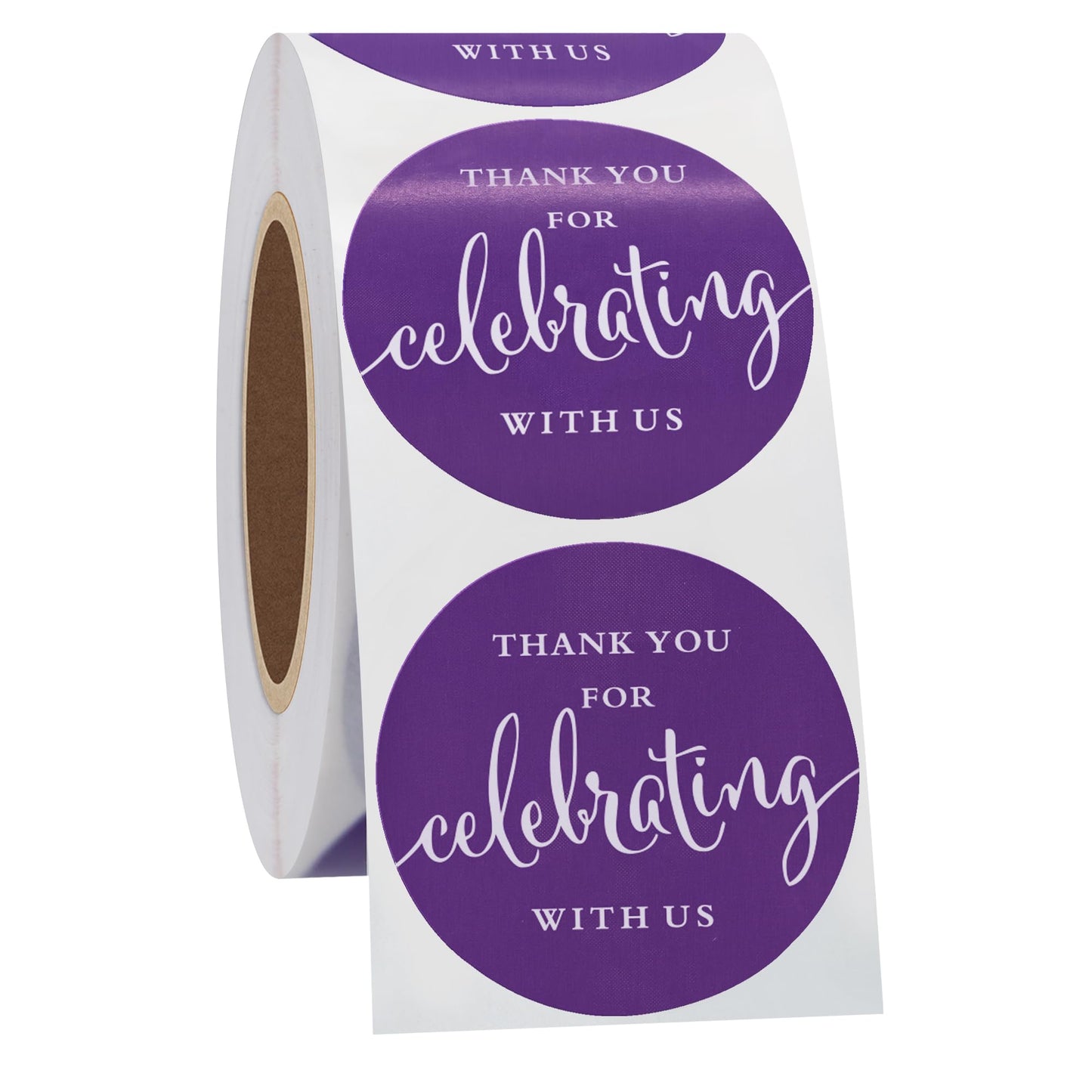 Hybsk Purple Thank You for Celebrating with Us Stickers 1.5" Round Total 500 Labels Per Roll