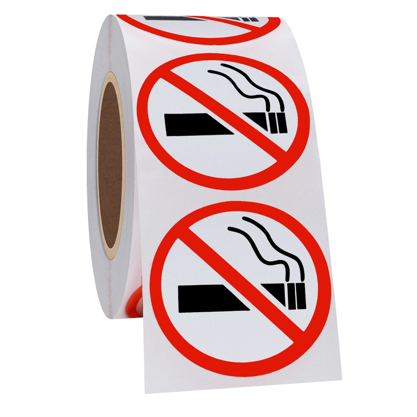 HYBSK No Smoking Logo Warning Stickers 1.5" Round 500 Total Per Roll