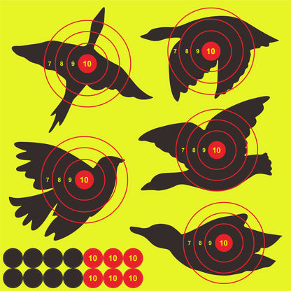 Hybsk 12 Inch Reactive Splatter Shooting Targets with Birds and Pasters for BB Gun Air Rifle Pellet Gun Rifle Pistol Bright Fluorescent Yellow Upon Impact Self Adhesive Targets