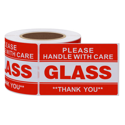 Hybsk 2"*3" Handle with Care Thank You Glass Stickers Adhesive Label 300 Per Roll