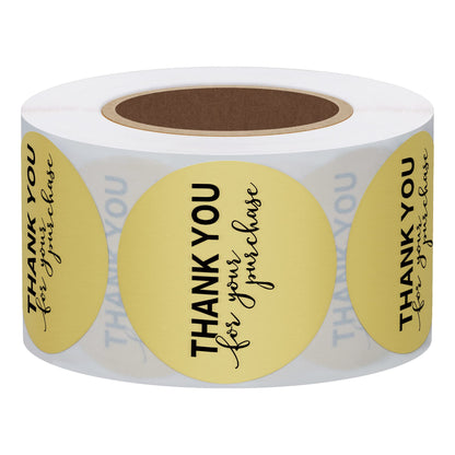 Hybsk Silver Foil Thank You for Your Purchase Stickers 1.5" Round 500 Labels per Roll