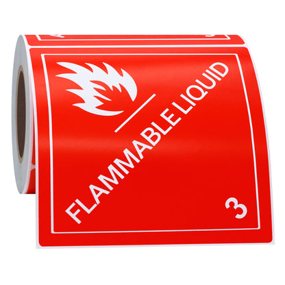 Hybsk Laminated UN1993 Flammable Liquids Paint Flammable Liquid Hazard Class 3 Pre-Printed Labels 4 x 4 Inch 100 Total Stickers on a Roll