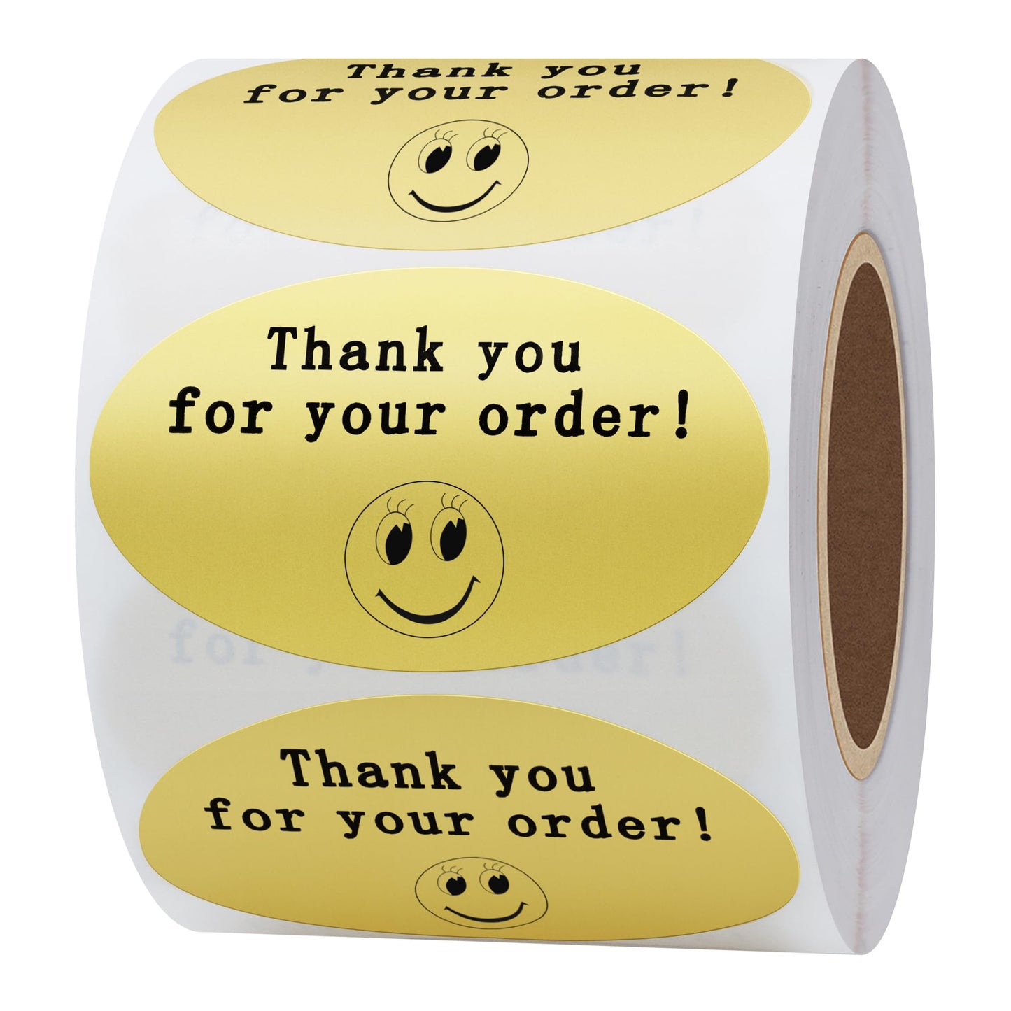 Hybsk 50mmx30mm Oval Gold Metallic Foil Thank You for Your Order Retail Mailing Stickers 500 Labels Per Roll