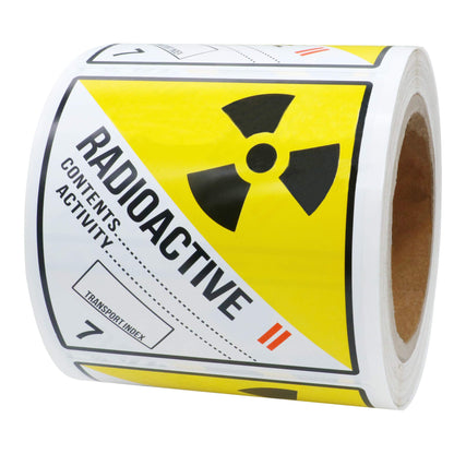 Hybsk Hazard Class 7 D.O.T. Radioactive II Labels 4x4 Inch Square 100 Adhesive Labels