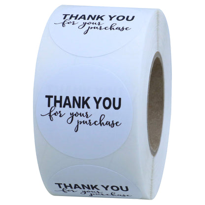 Hybsk Silver Foil Thank You for Your Purchase Stickers 1.5" Round 500 Labels per Roll