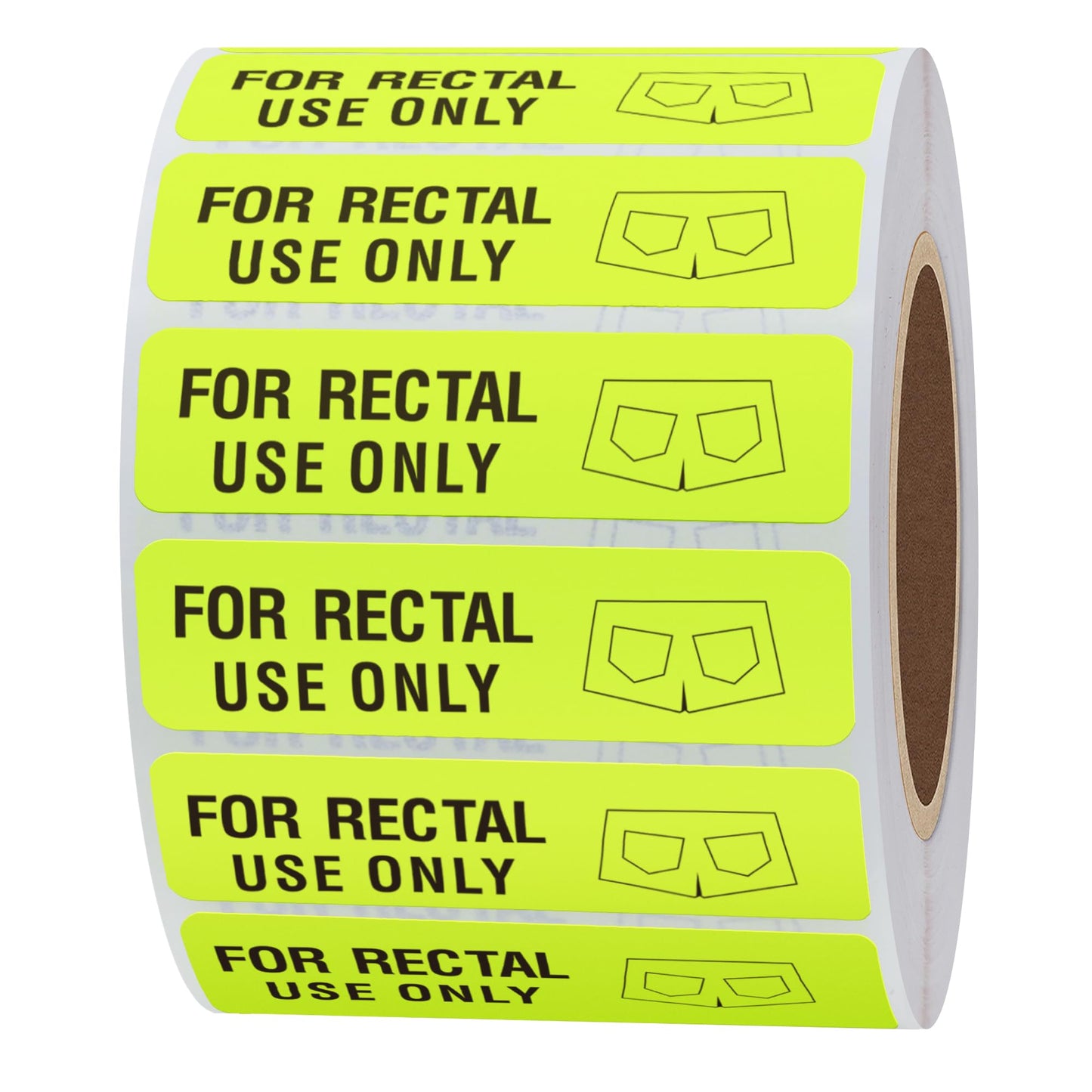 Hybsk for Rectal Use Only Stickers 1.5" x 3.75" Fluorescent Red Stickers with Permanent Adhesive 500 Labels Per Roll