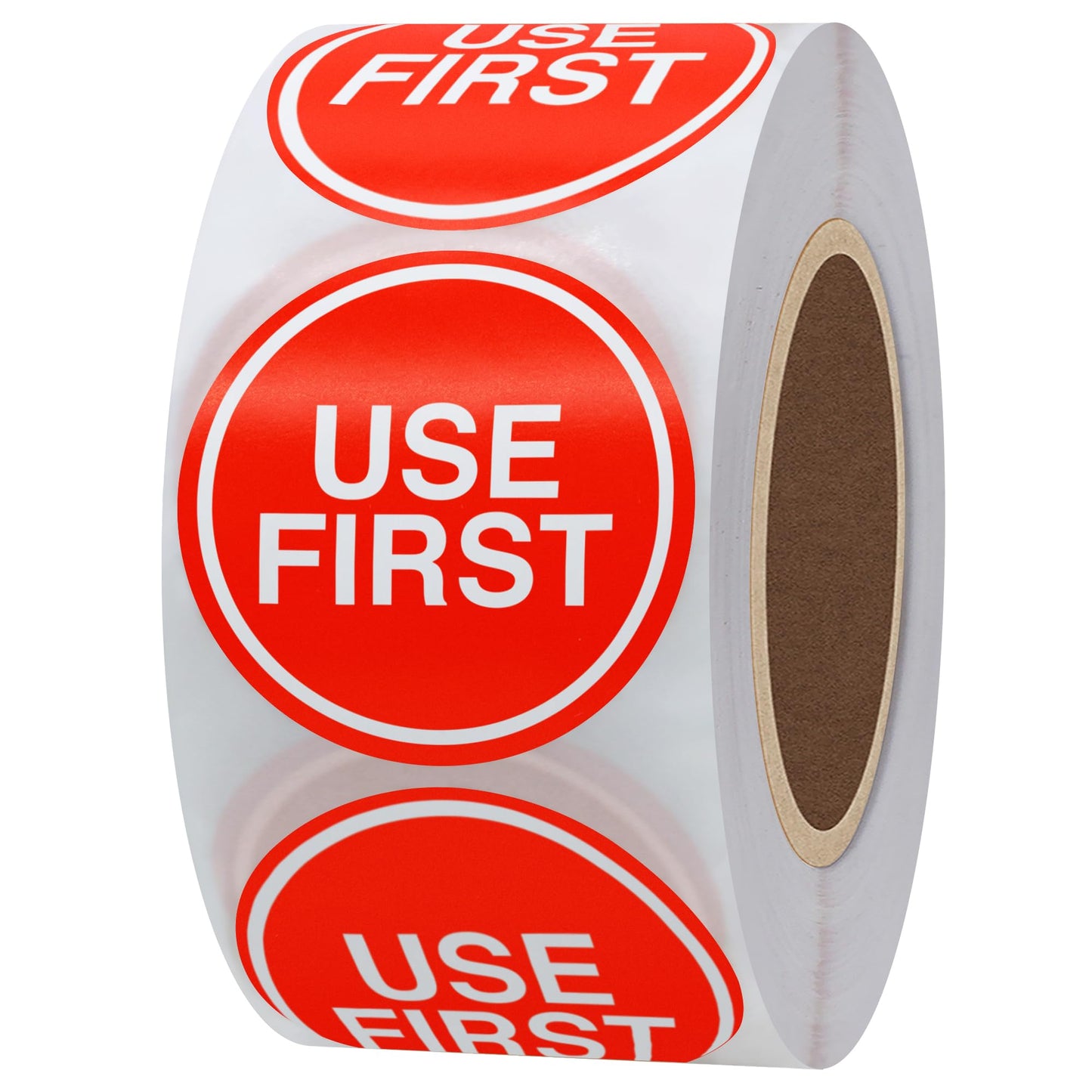 Hybsk Orange "USE First" Trilingual Removable Label 1.5 Inch Total 500 Labels Per Roll