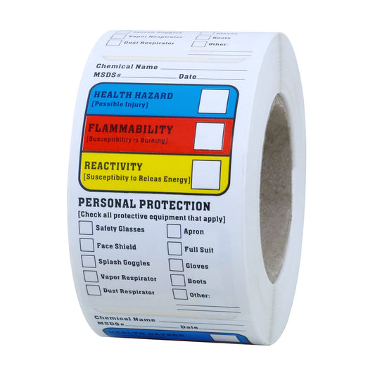 Hybsk Blank Writeable Sign SDS MSDS Chemical Name HMIG Write-in 2.5" x 1.5" Sticker Label for Warning Workplace Personal Check Secure Material Labeling- 300 Labels per roll