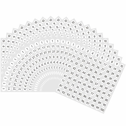 HYBSK 2000pcs 1 to 100 Number Labels 0.4 inch Round Dot Stickers for Inventory Storage Organizing,Boxes, Bins, Toolbox, Locker - 20 Sheets