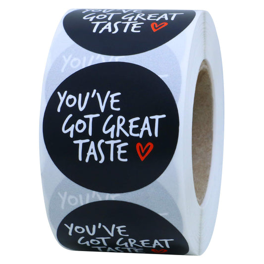 Hybsk You've Got Great Taste Stickers - Business Thank You Stickers Roll for Handmade, Bakery, Wedding,Envelope Seals - 1.5 Inch Round 500 Total Labels