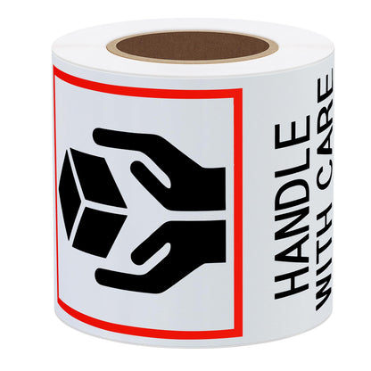 Hybsk 3 x 5 Fragile Handle with Care Pre-Printed Labels/Stickers 100 Labels per Roll