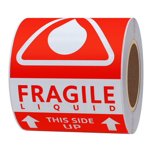 Hybsk 3 x 5 Fragile Liquid This Side up Pre-Printed Labels/Stickers 100 Labels per Roll