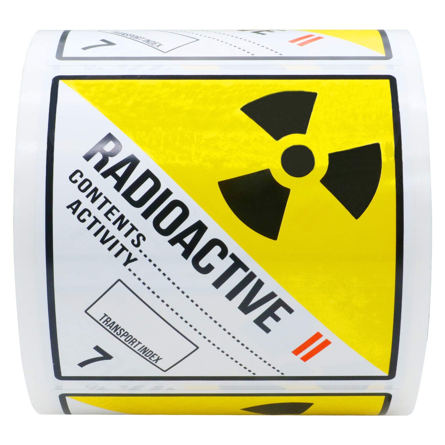 Hybsk Hazard Class 7 D.O.T. Radioactive II Labels 4x4 Inch Square 100 Adhesive Labels