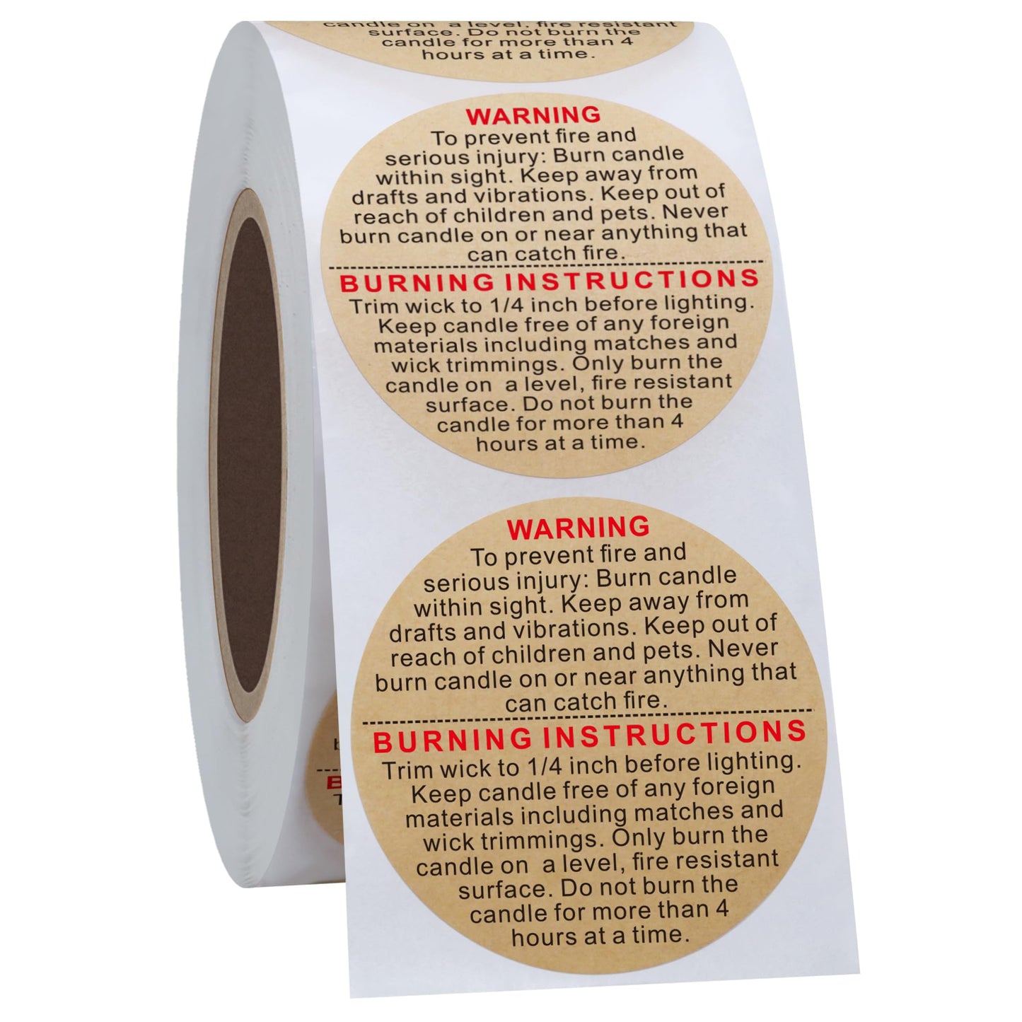 HYBSK 1.5 Inch Kraft Candle Warning Labels Safety Stickers for Candle Making DIY Candle Jars Tins and Votives 500 pcs per Roll