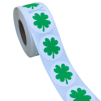 Hybsk St. Patrick's Day Stickers Shamrock Roll Stickers 1.5 Inch Adhesive Label for Irish Decoration and Craft