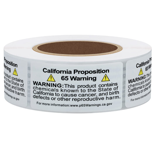 Hybsk California Proposition 65 Warning Labels, 2x1 Inch 500 Labels, Self Adhesive Chemicals Notice Stickers, P65 Health Alert Sign