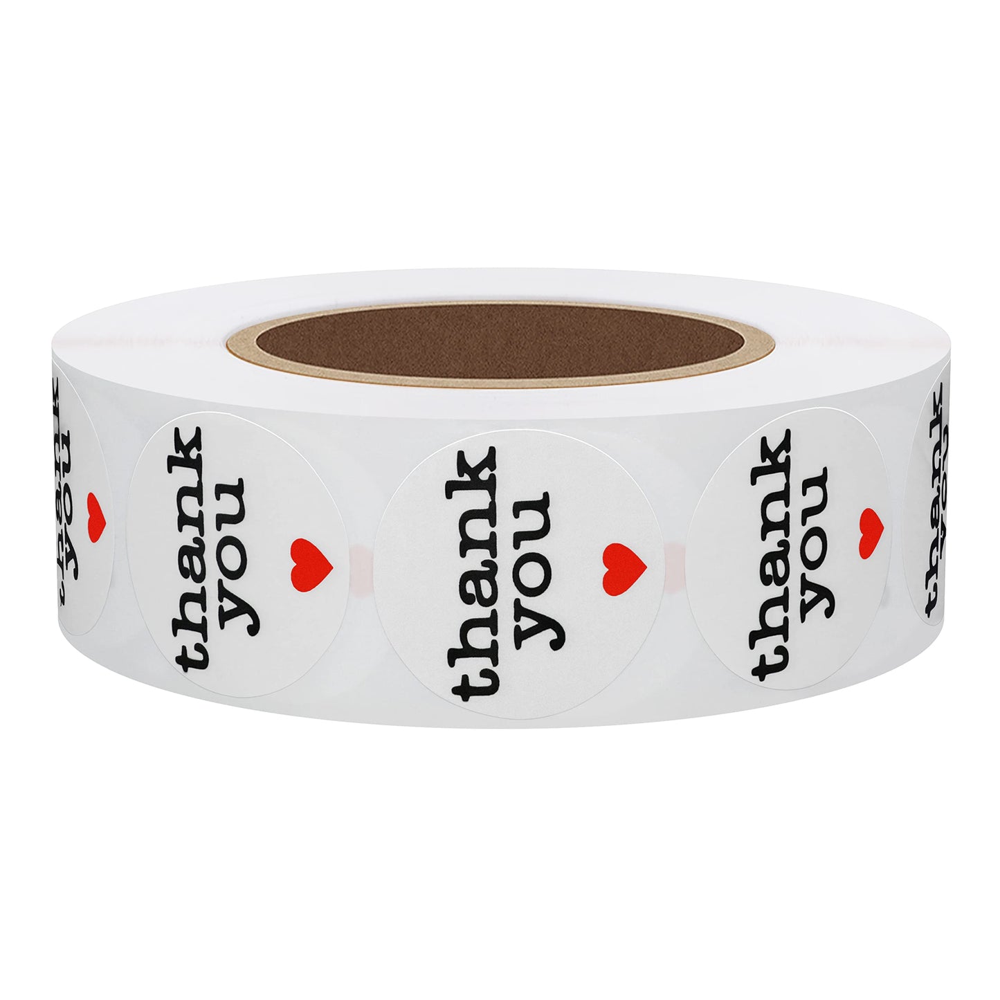 Hybsk Thank You Stickers with Red Heart 1 Inch Round 1,000 Adhesive Labels Per Roll (red Heart)