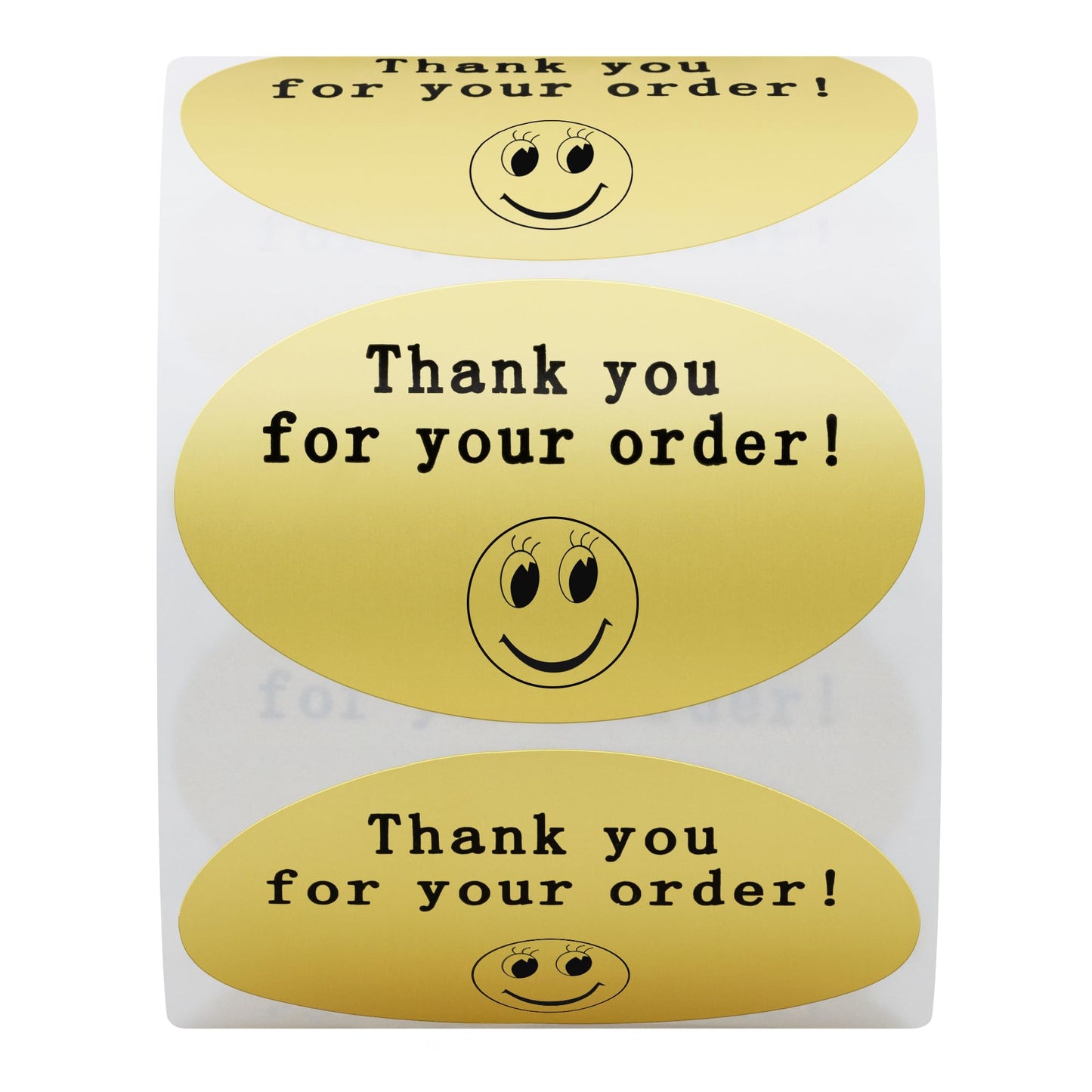 Hybsk 50mmx30mm Oval Gold Metallic Foil Thank You for Your Order Retail Mailing Stickers 500 Labels Per Roll