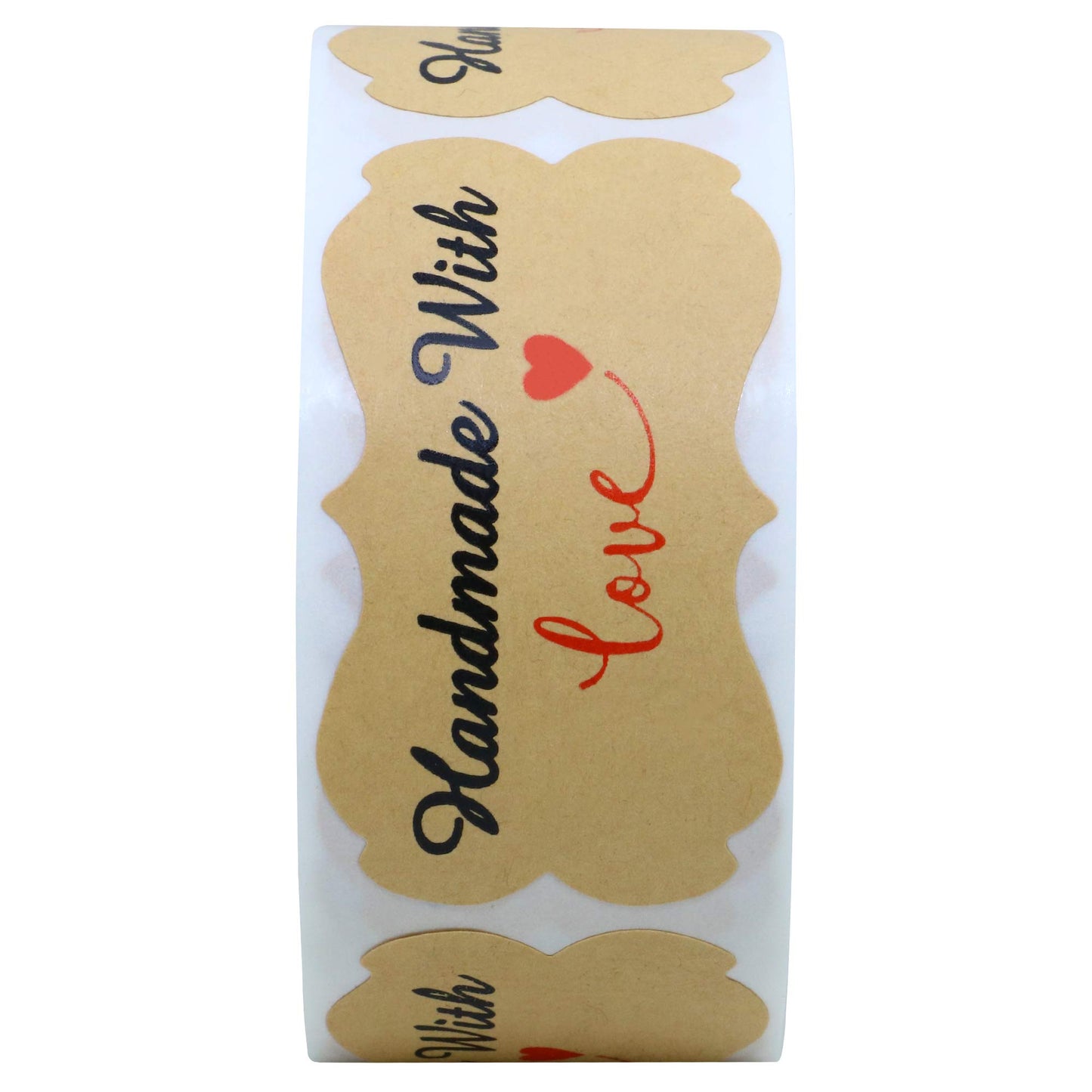Hybsk 1.25 x 2.28 Inch Kraft Handmade with Love Stickers Christmas Gift Tags Holiday Present (Handmade)